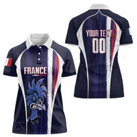 Custom France Football 2026 Women Polo Shirt Allez Les Bleus Flag Brush Style