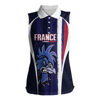 Custom France Football 2026 Women Sleeveless Polo Shirt Allez Les Bleus Flag Brush Style