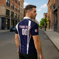 Custom France Football 2026 Zipper Polo Shirt Allez Les Bleus Flag Brush Style