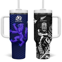 New Zealand and Scotland Rugby Tumbler With Handle All Black Maori With Thistle Together - Wonder Print Shop