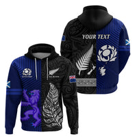 Personalised New Zealand and Scotland Rugby Hoodie All Black Maori With Thistle Together - Wonder Print Shop