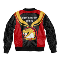 Papua New Guinea Rugby Bomber Jacket Port Moresby Vipers PNG Polynesian Pattern - Wonder Print Shop