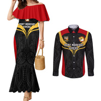 papua-new-guinea-rugby-couples-matching-mermaid-dress-and-long-sleeve-button-shirts-port-moresby-vipers-png-polynesian-pattern