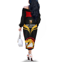 Papua New Guinea Rugby Off The Shoulder Long Sleeve Dress Port Moresby Vipers PNG Polynesian Pattern - Wonder Print Shop