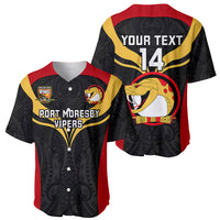 Custom Papua New Guinea Rugby Baseball Jersey Port Moresby Vipers PNG Polynesian Pattern - Wonder Print Shop