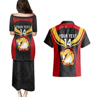 Custom Papua New Guinea Rugby Couples Matching Puletasi Dress and Hawaiian Shirt Port Moresby Vipers PNG Polynesian Pattern - Wonder Print Shop