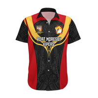 Custom Papua New Guinea Rugby Hawaiian Shirt Port Moresby Vipers PNG Polynesian Pattern - Wonder Print Shop
