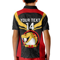 Custom Papua New Guinea Rugby Kid Polo Shirt Port Moresby Vipers PNG Polynesian Pattern - Wonder Print Shop