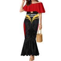 Custom Papua New Guinea Rugby Mermaid Dress Port Moresby Vipers PNG Polynesian Pattern - Wonder Print Shop