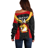 Custom Papua New Guinea Rugby Off Shoulder Sweater Port Moresby Vipers PNG Polynesian Pattern - Wonder Print Shop