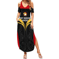 Custom Papua New Guinea Rugby Summer Maxi Dress Port Moresby Vipers PNG Polynesian Pattern - Wonder Print Shop