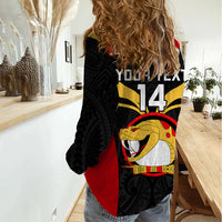 Custom Papua New Guinea Rugby Women Casual Shirt Port Moresby Vipers PNG Polynesian Pattern - Wonder Print Shop