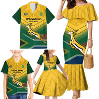 Custom South Africa Rugby Family Matching Mermaid Dress and Hawaiian Shirt Springboks Go Champions African Pattern - Wonder Print Shop