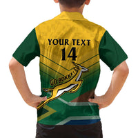 Custom South Africa Rugby Family Matching Off Shoulder Short Dress and Hawaiian Shirt Springboks Go Champions African Pattern - Wonder Print Shop