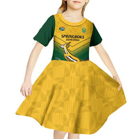 Custom South Africa Rugby Kid Short Sleeve Dress Springboks Go Champions African Pattern - Wonder Print Shop