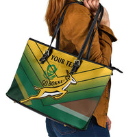 Custom South Africa Rugby Leather Tote Bag Springboks Go Champions African Pattern - Wonder Print Shop