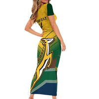 Custom South Africa Rugby Short Sleeve Bodycon Dress Springboks Go Champions African Pattern - Wonder Print Shop