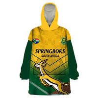 Custom South Africa Rugby Wearable Blanket Hoodie Springboks Go Champions African Pattern - Wonder Print Shop