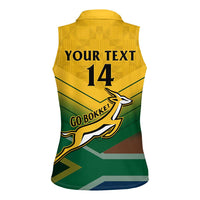 Custom South Africa Rugby Women Sleeveless Polo Shirt Springboks Go Champions African Pattern - Wonder Print Shop
