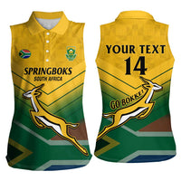 Custom South Africa Rugby Women Sleeveless Polo Shirt Springboks Go Champions African Pattern - Wonder Print Shop
