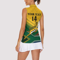 Custom South Africa Rugby Women Sleeveless Polo Shirt Springboks Go Champions African Pattern - Wonder Print Shop