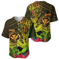 Hawaii Baseball Jersey Kanaka Map With Polynesian Shark Tattoo Reggae Unique - Wonder Print Shop