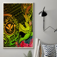 Hawaii Canvas Wall Art Kanaka Map With Polynesian Shark Tattoo Reggae Unique - Wonder Print Shop