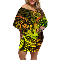 Hawaii Family Matching Off Shoulder Short Dress and Hawaiian Shirt Kanaka Map With Polynesian Shark Tattoo Reggae Unique - Wonder Print Shop