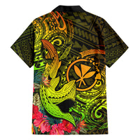 Hawaii Family Matching Short Sleeve Bodycon Dress and Hawaiian Shirt Kanaka Map With Polynesian Shark Tattoo Reggae Unique - Wonder Print Shop