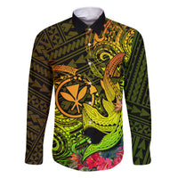 Hawaii Family Matching Short Sleeve Bodycon Dress and Hawaiian Shirt Kanaka Map With Polynesian Shark Tattoo Reggae Unique - Wonder Print Shop