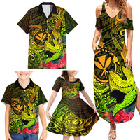 Hawaii Family Matching Summer Maxi Dress and Hawaiian Shirt Kanaka Map With Polynesian Shark Tattoo Reggae Unique - Wonder Print Shop