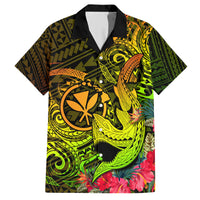 Hawaii Hawaiian Shirt Kanaka Map With Polynesian Shark Tattoo Reggae Unique - Wonder Print Shop