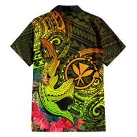 Hawaii Hawaiian Shirt Kanaka Map With Polynesian Shark Tattoo Reggae Unique - Wonder Print Shop