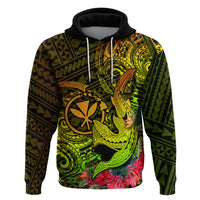 Hawaii Hoodie Kanaka Map With Polynesian Shark Tattoo Reggae Unique - Wonder Print Shop