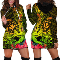 Hawaii Hoodie Dress Kanaka Map With Polynesian Shark Tattoo Reggae Unique - Wonder Print Shop