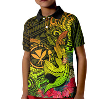 Hawaii Kid Polo Shirt Kanaka Map With Polynesian Shark Tattoo Reggae Unique - Wonder Print Shop