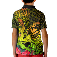 Hawaii Kid Polo Shirt Kanaka Map With Polynesian Shark Tattoo Reggae Unique - Wonder Print Shop