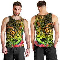 Hawaii Men Tank Top Kanaka Map With Polynesian Shark Tattoo Reggae Unique - Wonder Print Shop
