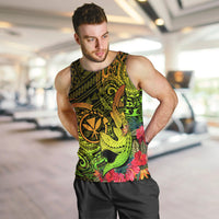 Hawaii Men Tank Top Kanaka Map With Polynesian Shark Tattoo Reggae Unique - Wonder Print Shop