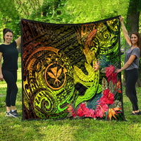 Hawaii Quilt Kanaka Map With Polynesian Shark Tattoo Reggae Unique - Wonder Print Shop