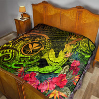 Hawaii Quilt Kanaka Map With Polynesian Shark Tattoo Reggae Unique - Wonder Print Shop