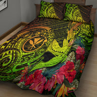 Hawaii Quilt Bed Set Kanaka Map With Polynesian Shark Tattoo Reggae Unique - Wonder Print Shop
