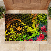 Hawaii Rubber Doormat Kanaka Map With Polynesian Shark Tattoo Reggae Unique - Wonder Print Shop