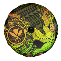 Hawaii Spare Tire Cover Kanaka Map With Polynesian Shark Tattoo Reggae Unique - Wonder Print Shop