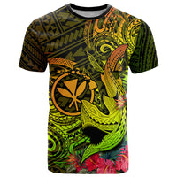 Hawaii T Shirt Kanaka Map With Polynesian Shark Tattoo Reggae Unique - Wonder Print Shop