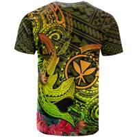 Hawaii T Shirt Kanaka Map With Polynesian Shark Tattoo Reggae Unique - Wonder Print Shop