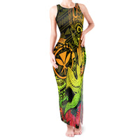 Hawaii Tank Maxi Dress Kanaka Map With Polynesian Shark Tattoo Reggae Unique - Wonder Print Shop