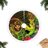 Hawaii Tree Skirt Kanaka Map With Polynesian Shark Tattoo Reggae Unique - Wonder Print Shop