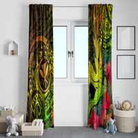 Hawaii Window Curtain Kanaka Map With Polynesian Shark Tattoo Reggae Unique - Wonder Print Shop