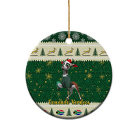 South Africa Rugby Christmas Ceramic Ornament Geseende Kersfees Springboks African Pattern - Wonder Print Shop